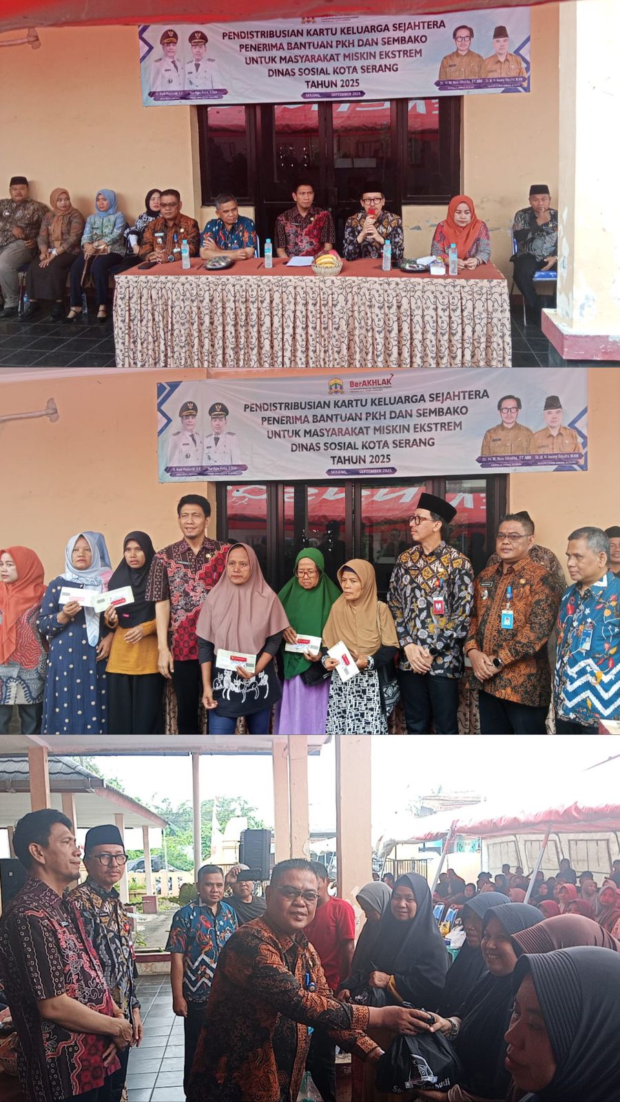 Pendistribusian Kartu Sejahtera Penerima Bantuan PKH dan Sembako untuk Masyarakat Miskin Ekstrem Dinas Sosial Kota Serang Tahun 2025 bertempat di Kecamatan Walantaka